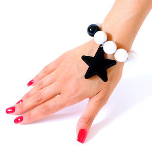 BRACCIALE STAR BIANCO E NERO - malikaforhappypeople