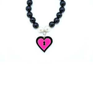 BRACCIALE MINI LOVE LOCKED NERO FUCSIA - malikaforhappypeople