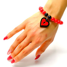 Carica l&#39;immagine nel visualizzatore di Gallery, BRACCIALE MINI LOVE LOCKED NERO ROSSO - malikaforhappypeople
