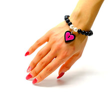 Load image into Gallery viewer, BRACCIALE MINI LOVE LOCKED NERO FUCSIA - malikaforhappypeople
