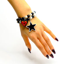 Load image into Gallery viewer, BRACCIALE MINI STAR BIANCO NERO - malikaforhappypeople
